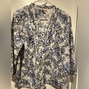 JM Collection Womens Multicolor 3/4 Sleeve Floral Print Pullover Blouse Top 14P